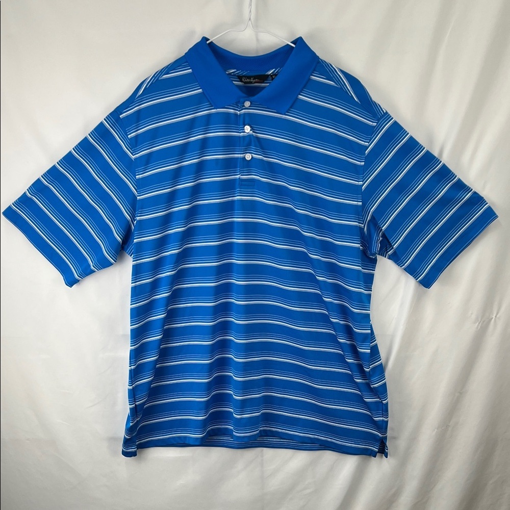 Walter Hagen - Men’s Golf Shirt - XL - Bright Royal Blue and White Stripe